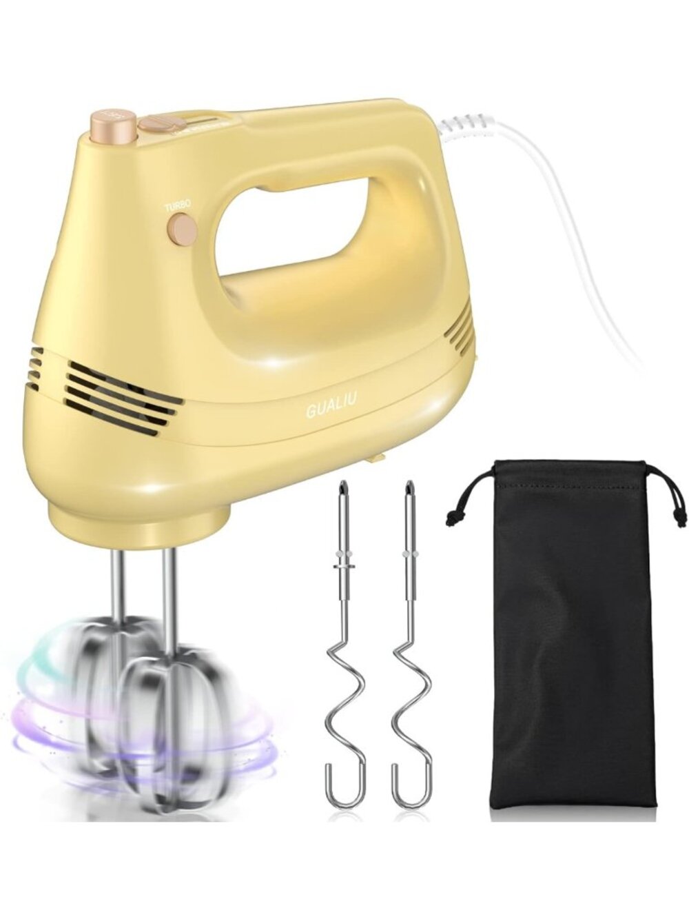 Electric Hand Mixer with 2 Beaters & Dough Hooks, 5-Speed Kitchen Mixer for